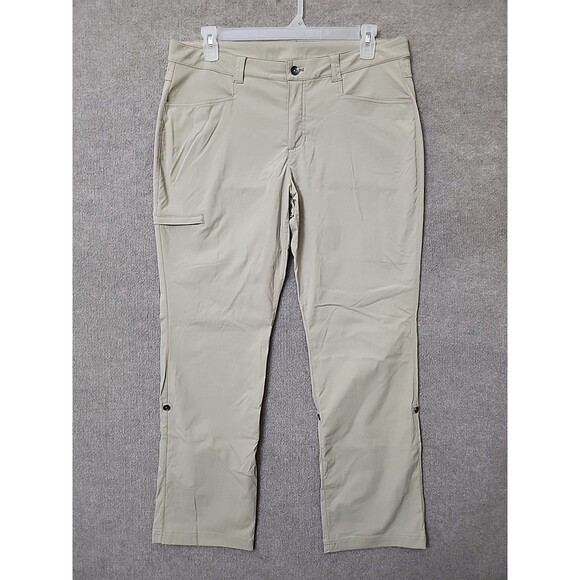 Eddie Bauer Travex Pants Womens 16 Beige Roll Tab Convertible Stretch Hiking - Picture 1 of 10